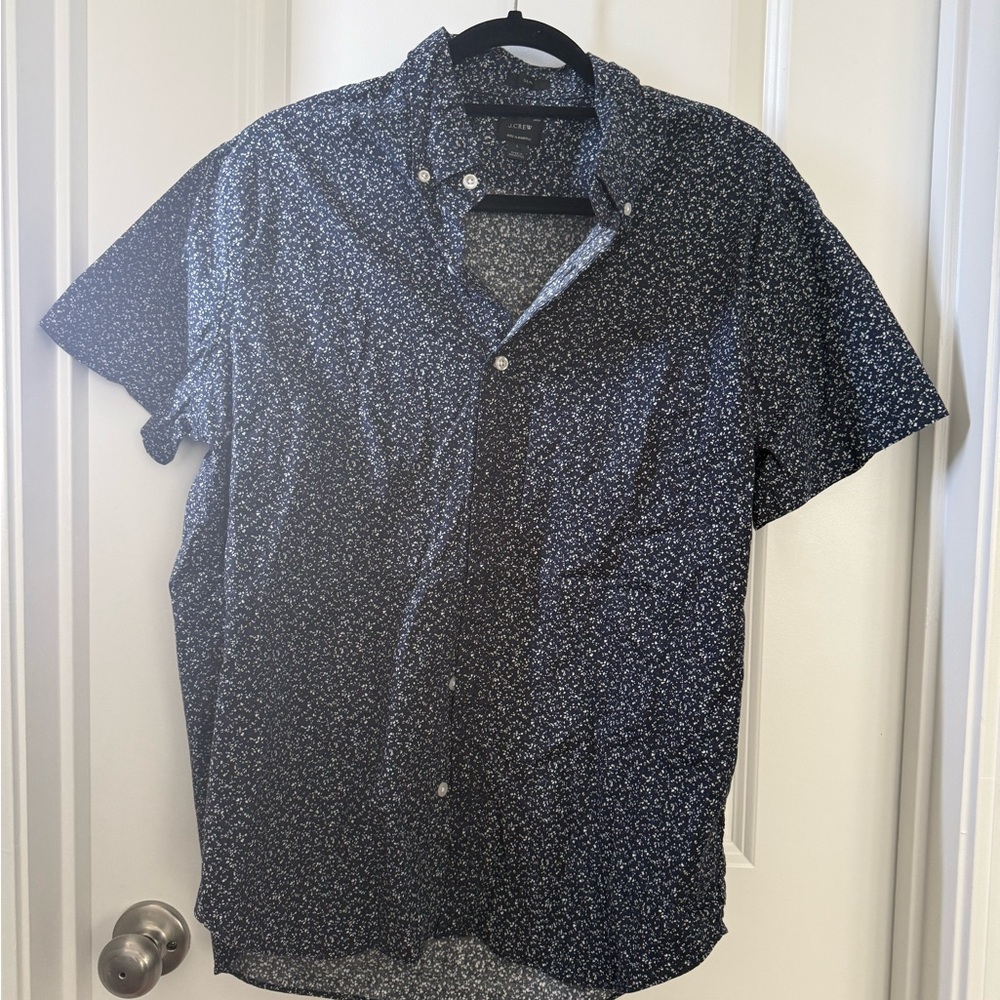 J. Crew Dark Blue Patterned Button Down Shirt
